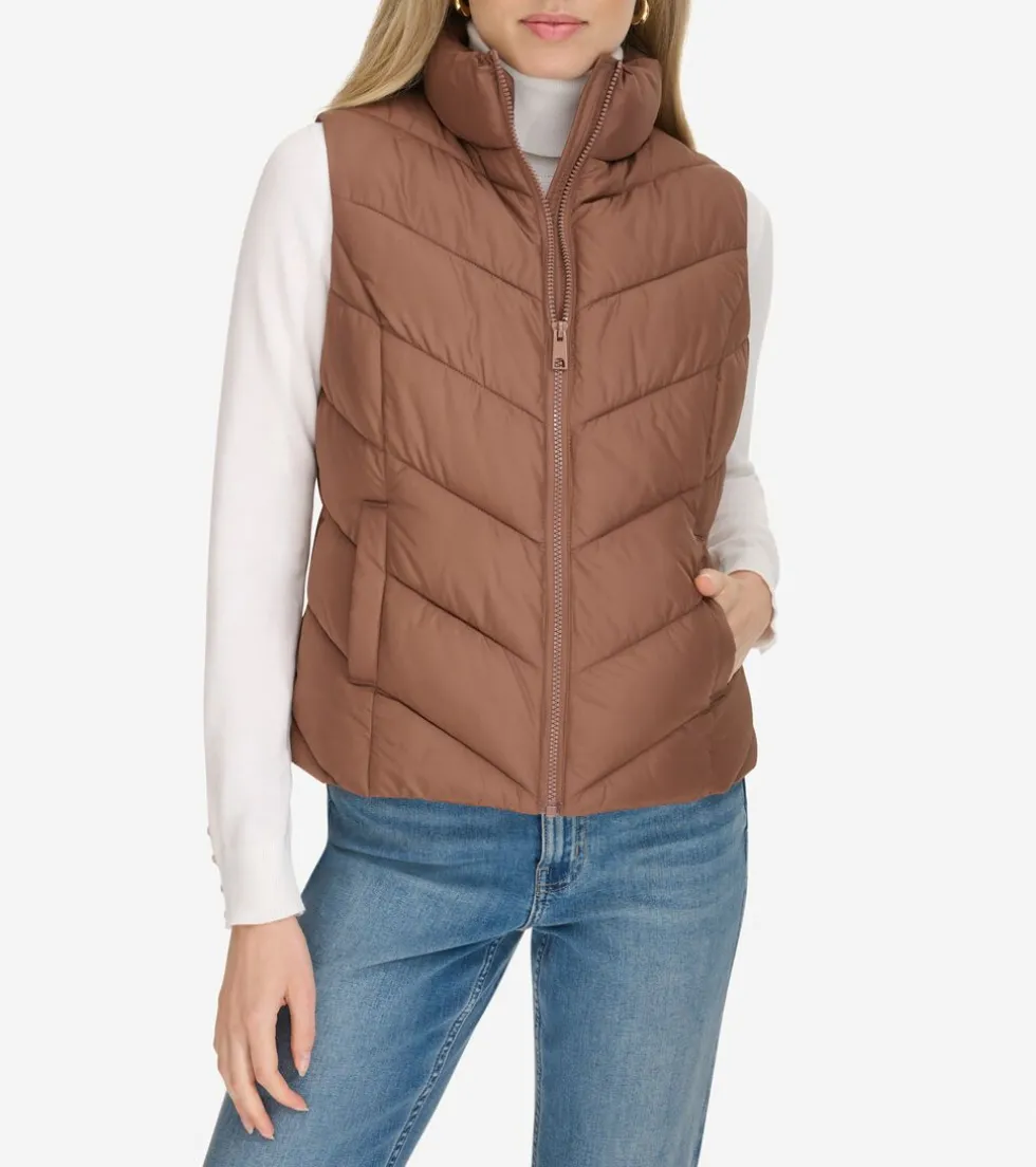 Cole Haan Vests | Outerwear*Chevron Polyfill Zip Front Vest Toffee