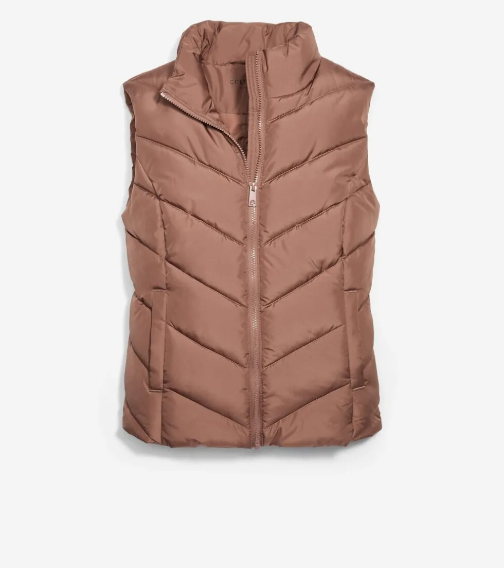 Cole Haan Vests | Outerwear*Chevron Polyfill Zip Front Vest Toffee