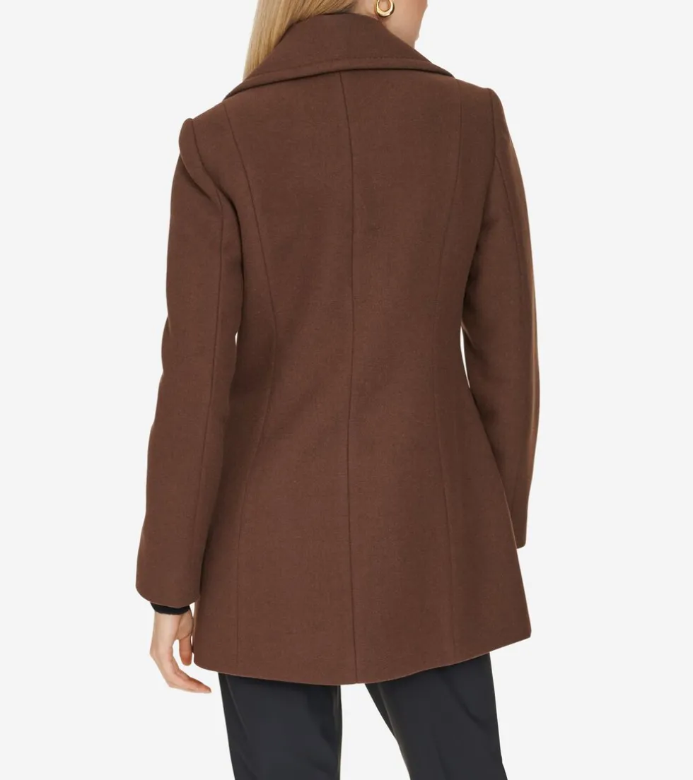 Cole Haan Wool Coats | Peacoats & Blazers*Fine Wool Twill Double Breasted Peacoat Chestnut