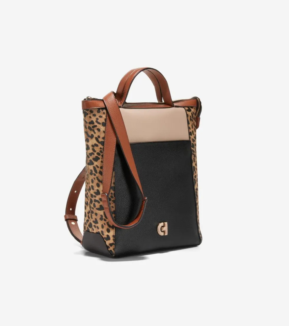 Cole Haan Backpacks*Grand Ambition Small Convertible Luxe Backpack Leopard-Black-DarkChocolate-BritishTan-Sesame