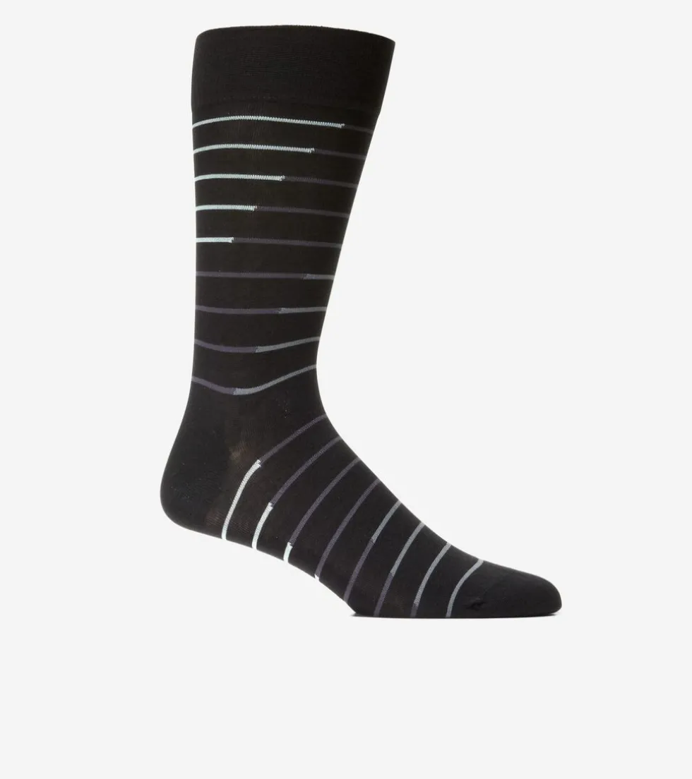 Cole Haan Socks*Men's Broken Stripe Dress Crew Socks Black