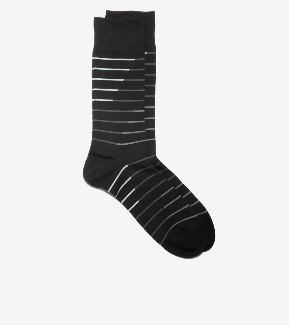 Cole Haan Socks*Men's Broken Stripe Dress Crew Socks Black