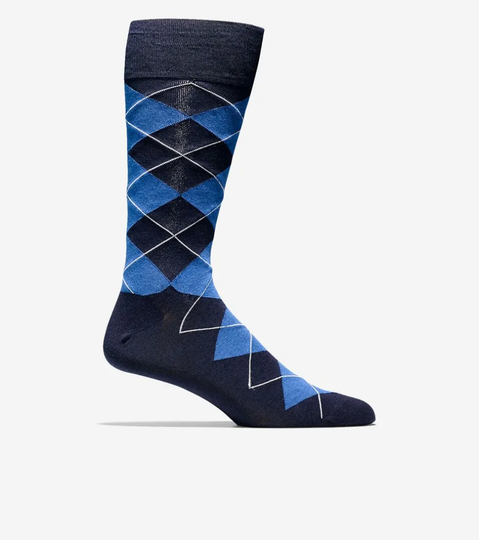 Cole Haan Socks*Men's Classic Argyle Crew Socks Navy