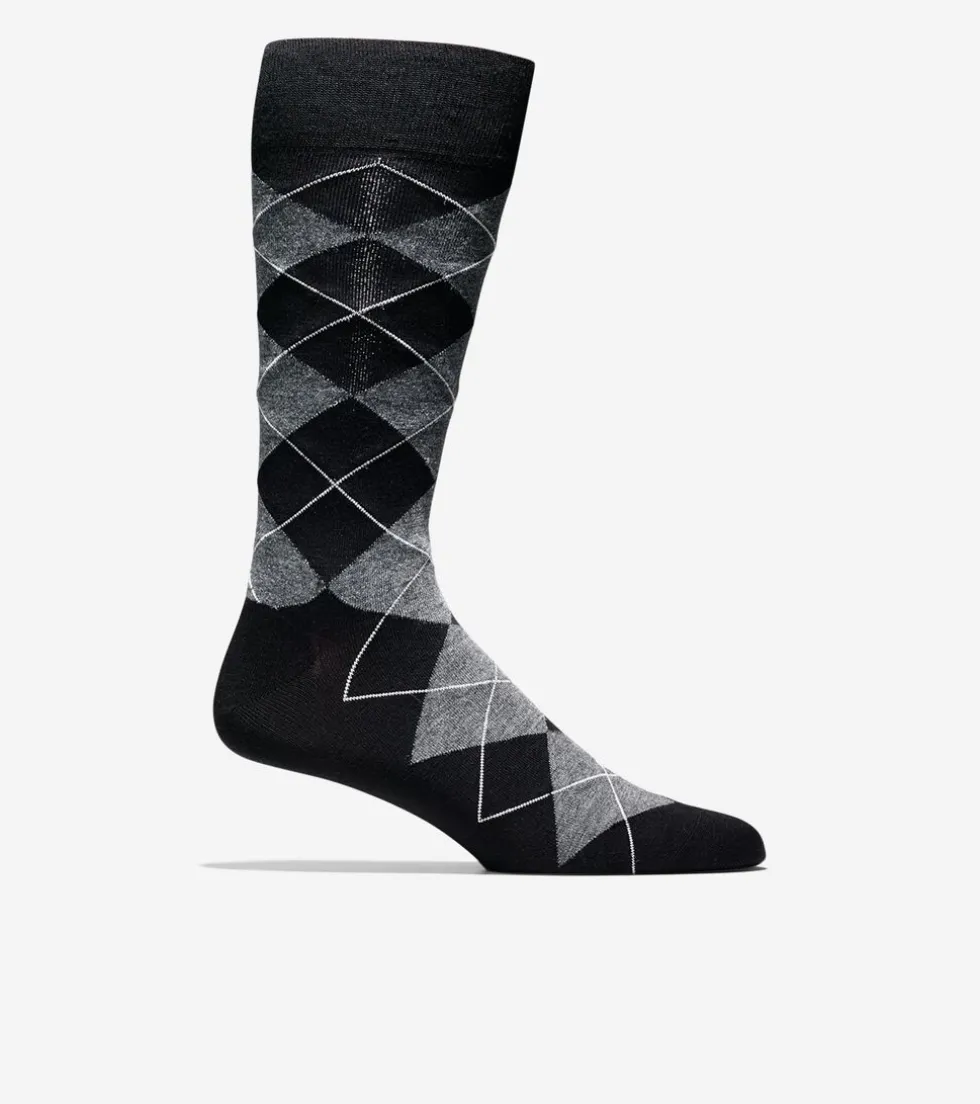 Cole Haan Socks*Men's Classic Argyle Crew Socks Black