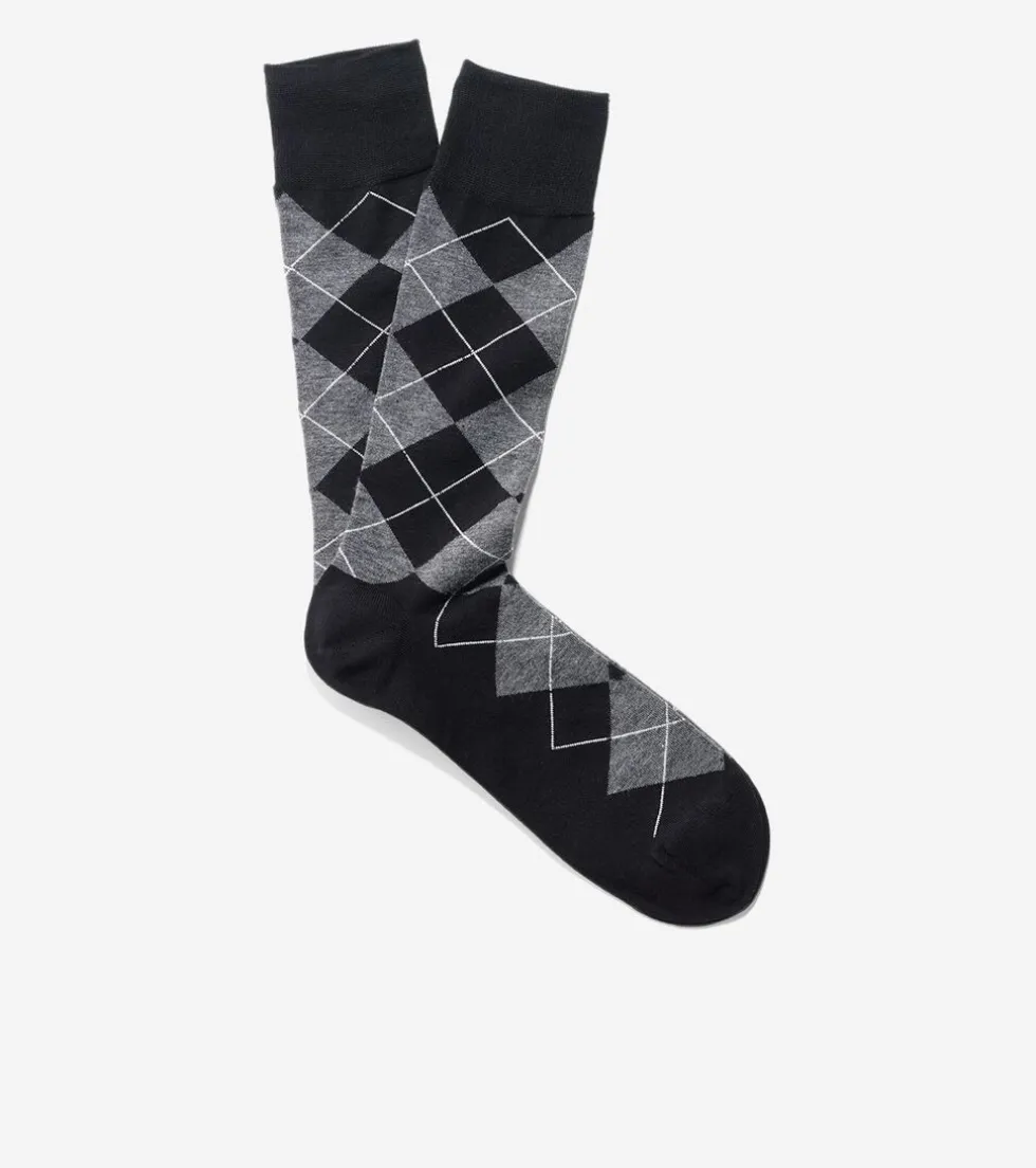 Cole Haan Socks*Men's Classic Argyle Crew Socks Black