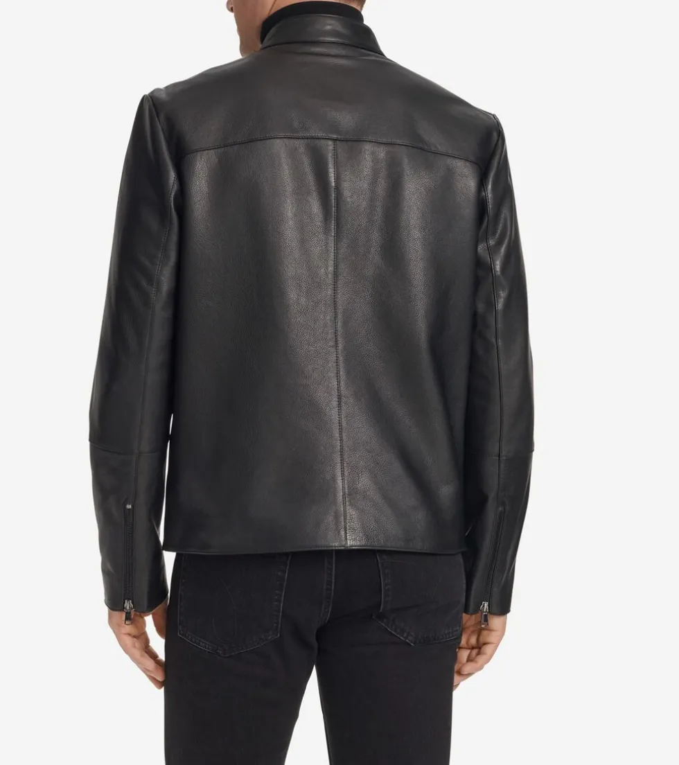 Cole Haan Leather & Suede Jackets | Outerwear*Men's Classic Zip-Front Moto Jacket Black