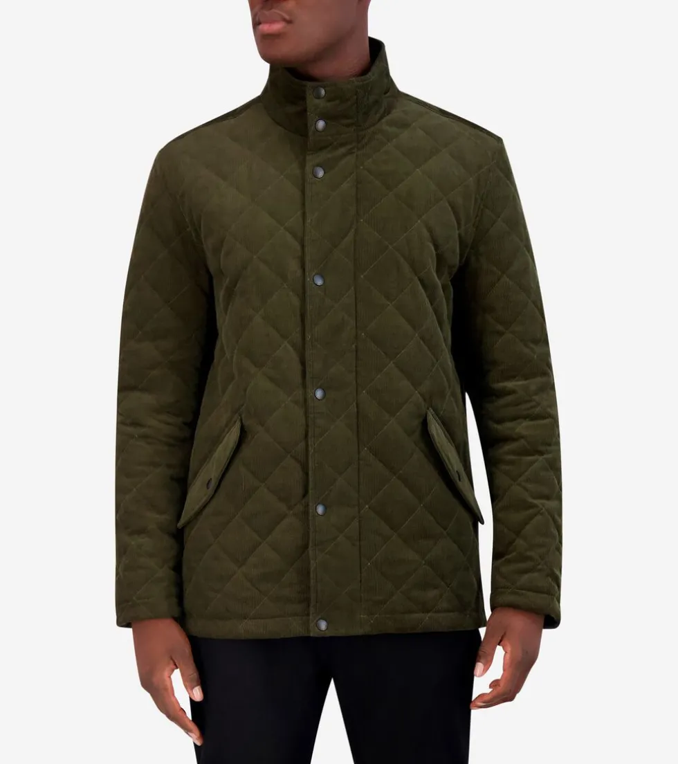 Cole Haan Quilted Jackets | Outerwear*Men's Diamond-Quilted Corduroy Jacket Olive