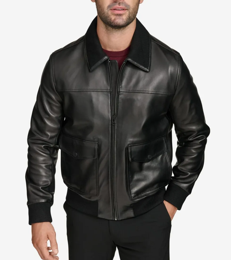 Cole Haan Leather & Suede Jackets | Outerwear*Men's Leather Aviator Jacket Black