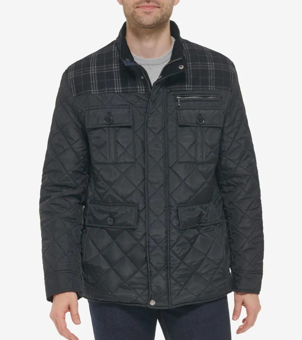 Cole Haan Quilted Jackets | Outerwear*Men's Mix Media Diamond Quilted Jacket Black