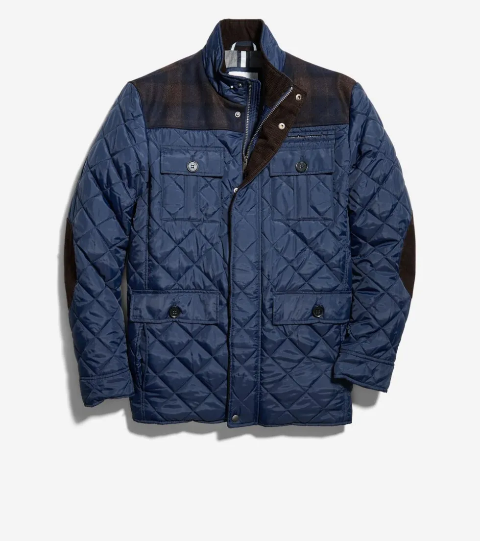 Cole Haan Quilted Jackets | Outerwear*Men's Mix Media Diamond Quilted Jacket Navy