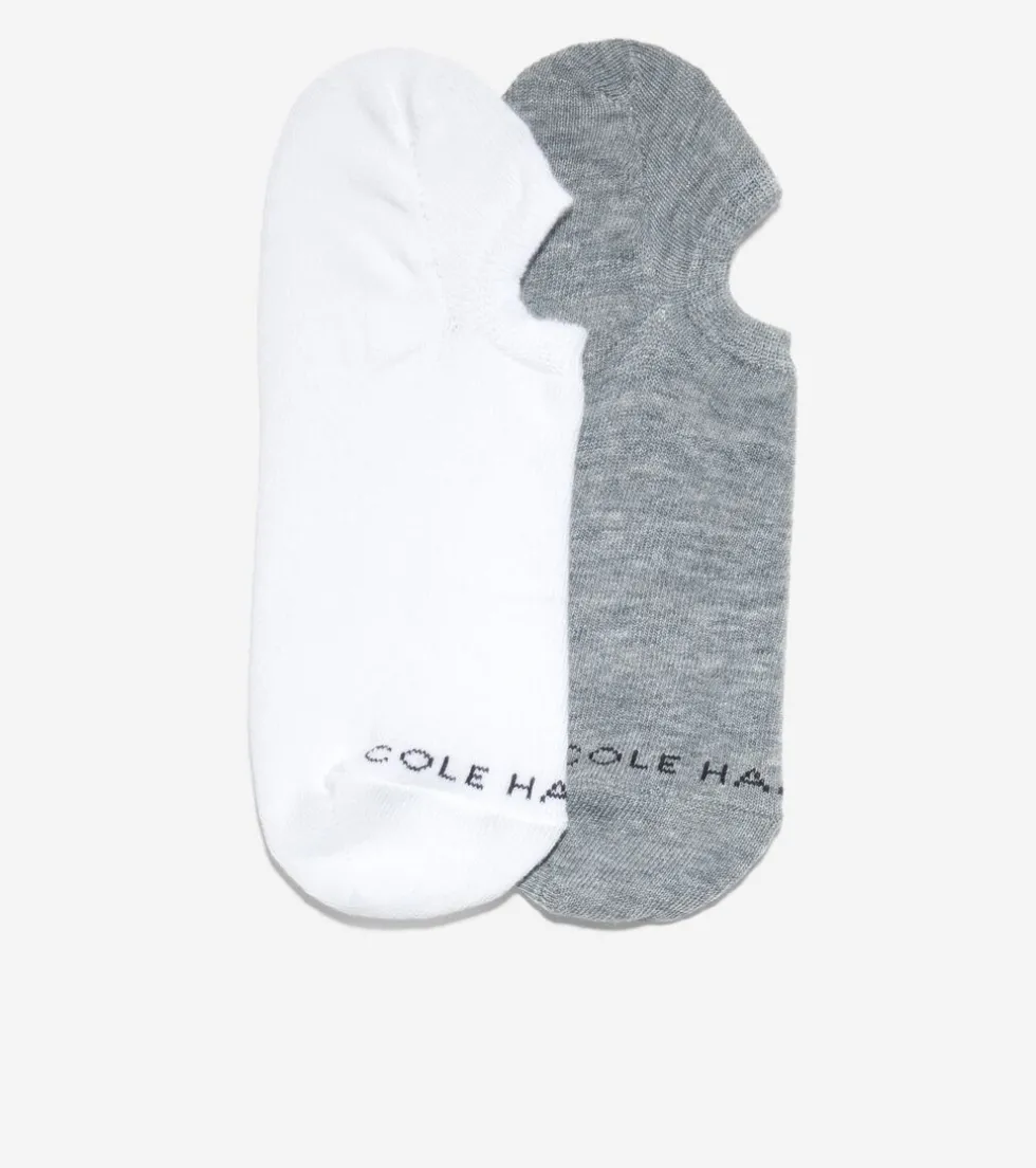 Cole Haan Socks*Men's 2-Pair Liner Socks GreyRain-White