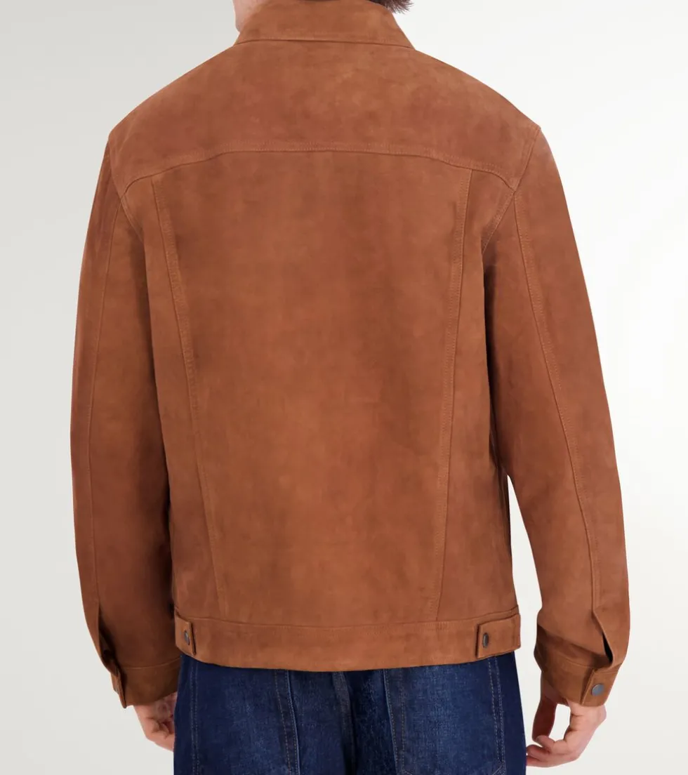 Cole Haan Outerwear | Leather & Suede Jackets*Men's Suede Trucker Jacket Cognac