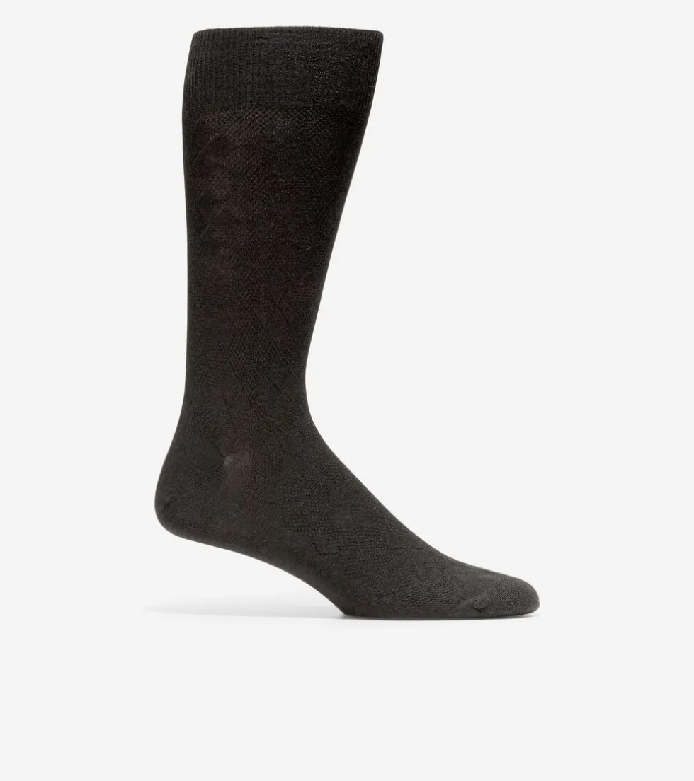 Cole Haan Socks*Men's Tonal Argyle Crew Socks Black