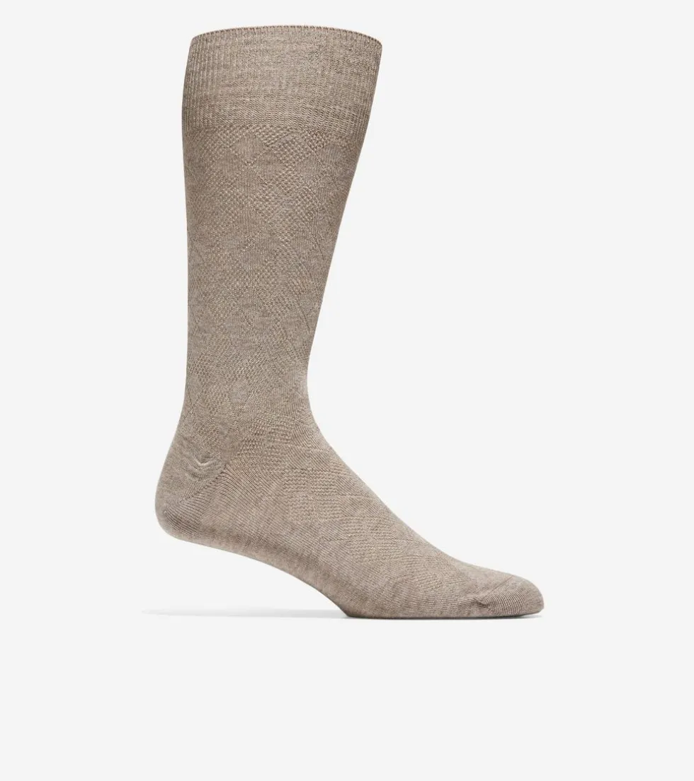 Cole Haan Socks*Men's Tonal Argyle Crew Socks BrownHeather