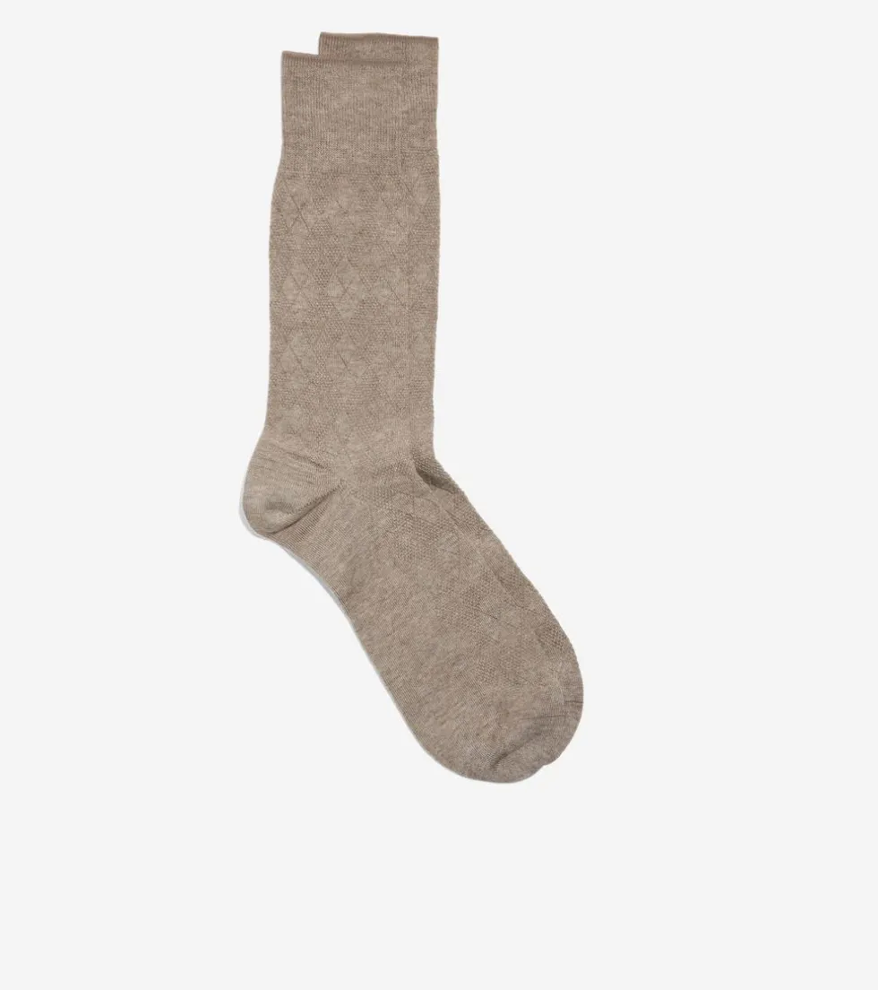 Cole Haan Socks*Men's Tonal Argyle Crew Socks BrownHeather