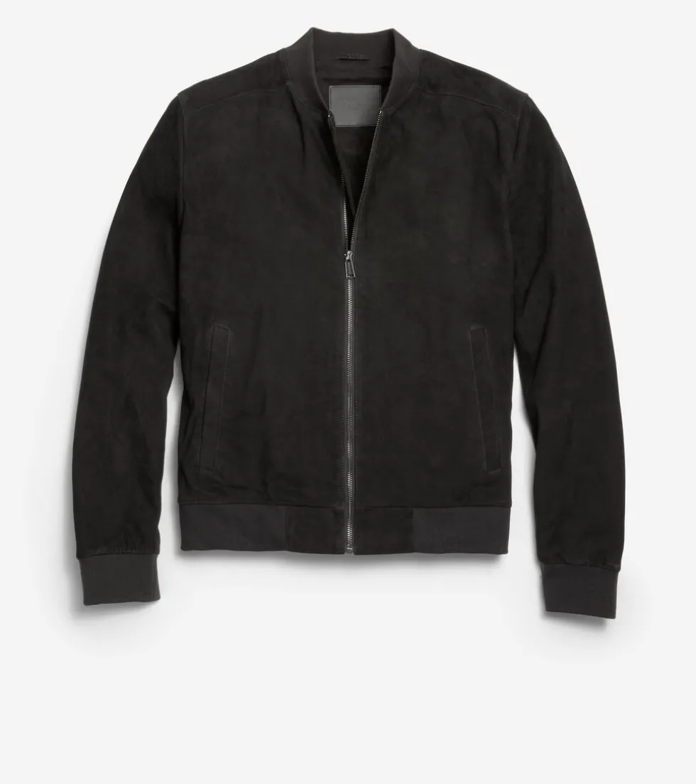 Cole Haan Bomber Jackets | Leather & Suede Jackets*Men's Zip-up Suede Jacket Black