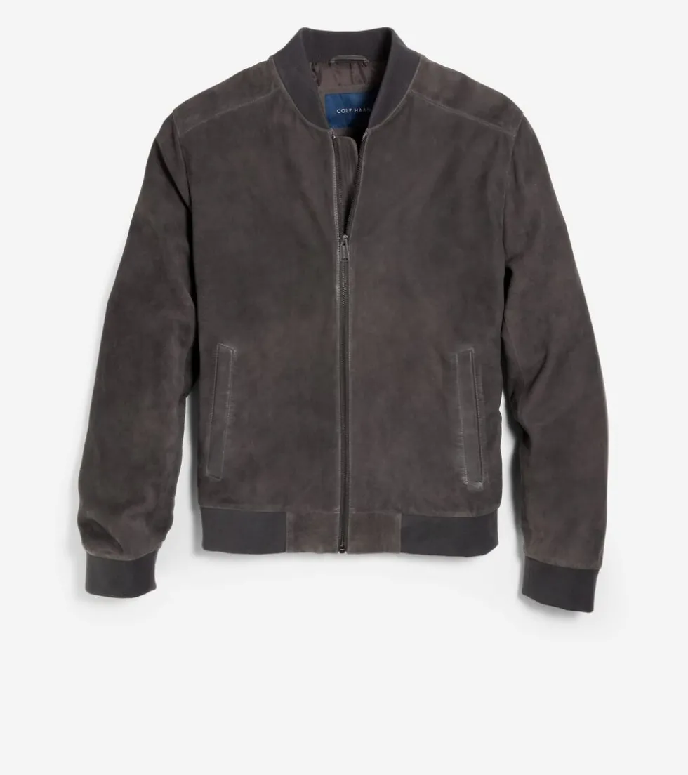 Cole Haan Bomber Jackets | Leather & Suede Jackets*Men's Zip-up Suede Jacket Grey