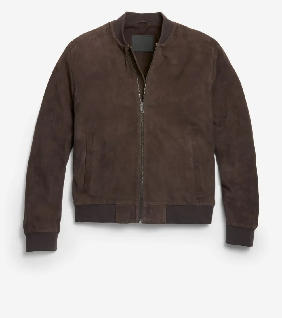 Cole Haan Bomber Jackets | Leather & Suede Jackets*Men's Zip-up Suede Jacket DarkChocolate