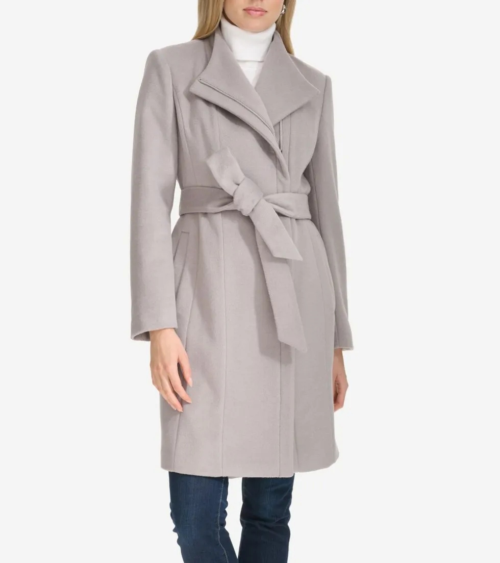 Cole Haan Wool Coats | Trench Coats*Moulded Collar Slick Wool Belted Coat Fog