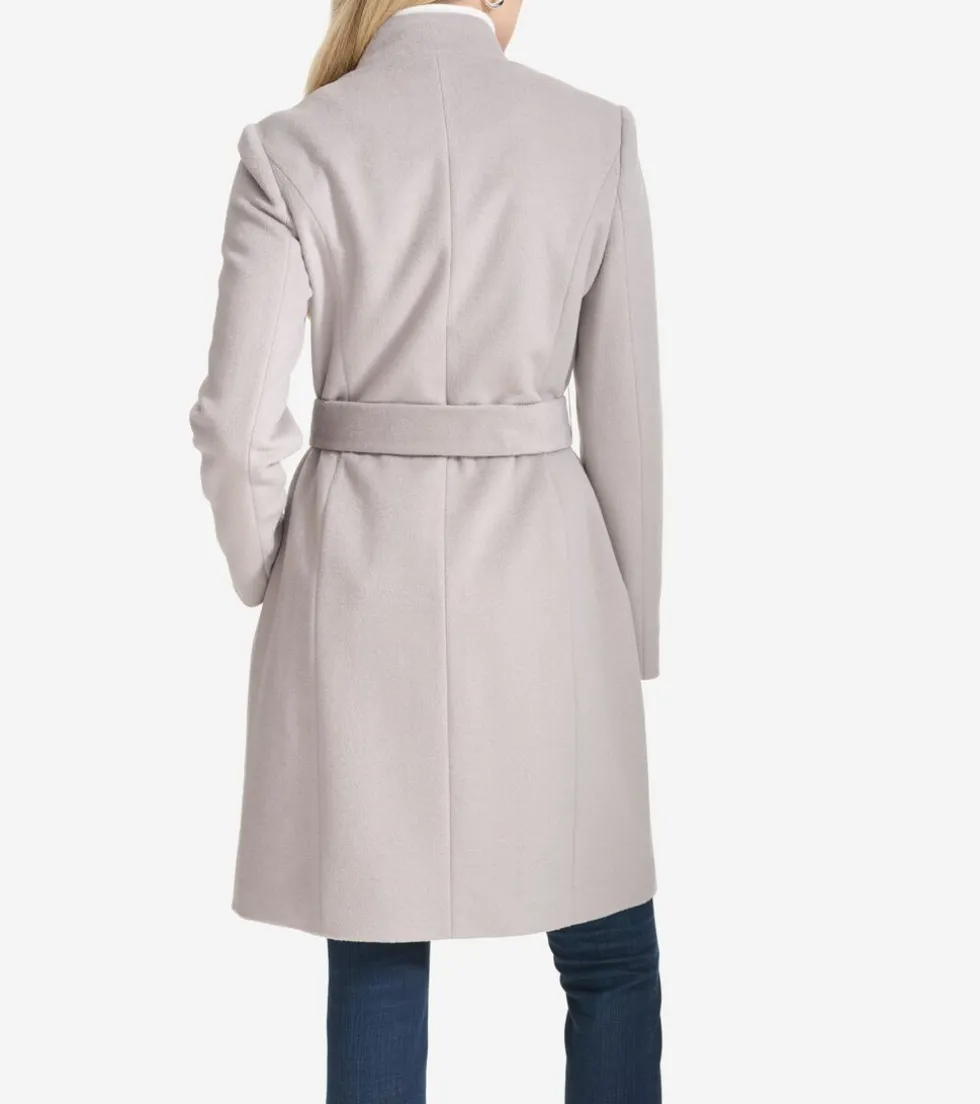 Cole Haan Wool Coats | Trench Coats*Moulded Collar Slick Wool Belted Coat Fog