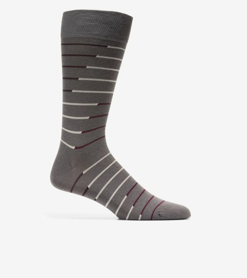 Cole Haan Socks*1 Pack Broken Stripe Dress Crew Socks DarkGrey