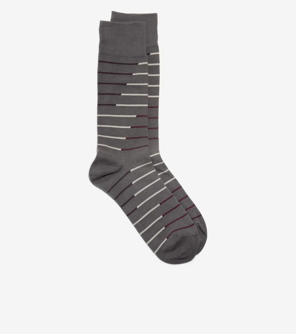 Cole Haan Socks*1 Pack Broken Stripe Dress Crew Socks DarkGrey