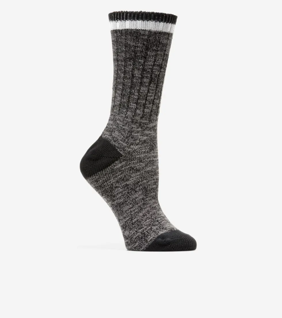 Cole Haan Socks*1 Pack Marled Foldover Casual Crew Socks Black