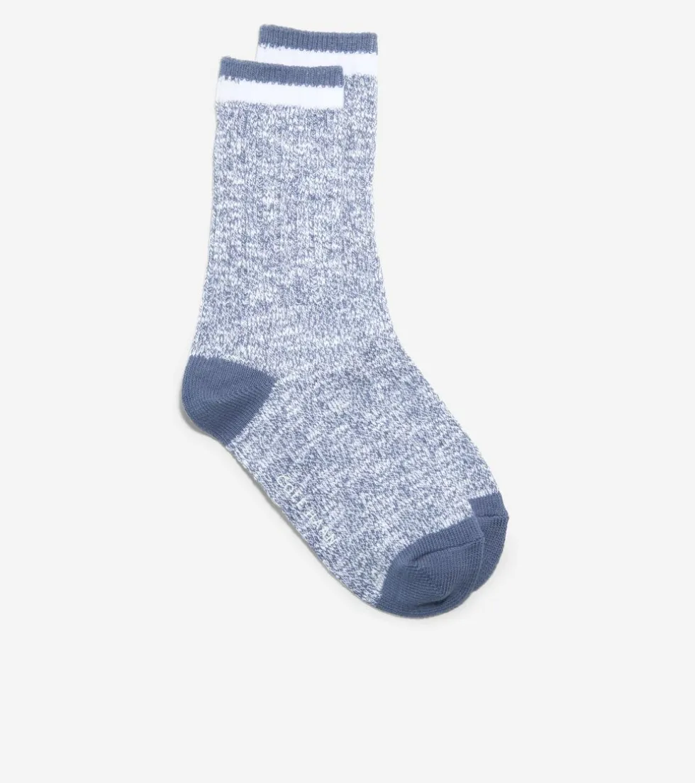 Cole Haan Socks*1 Pack Marled Foldover Casual Crew Socks Blue