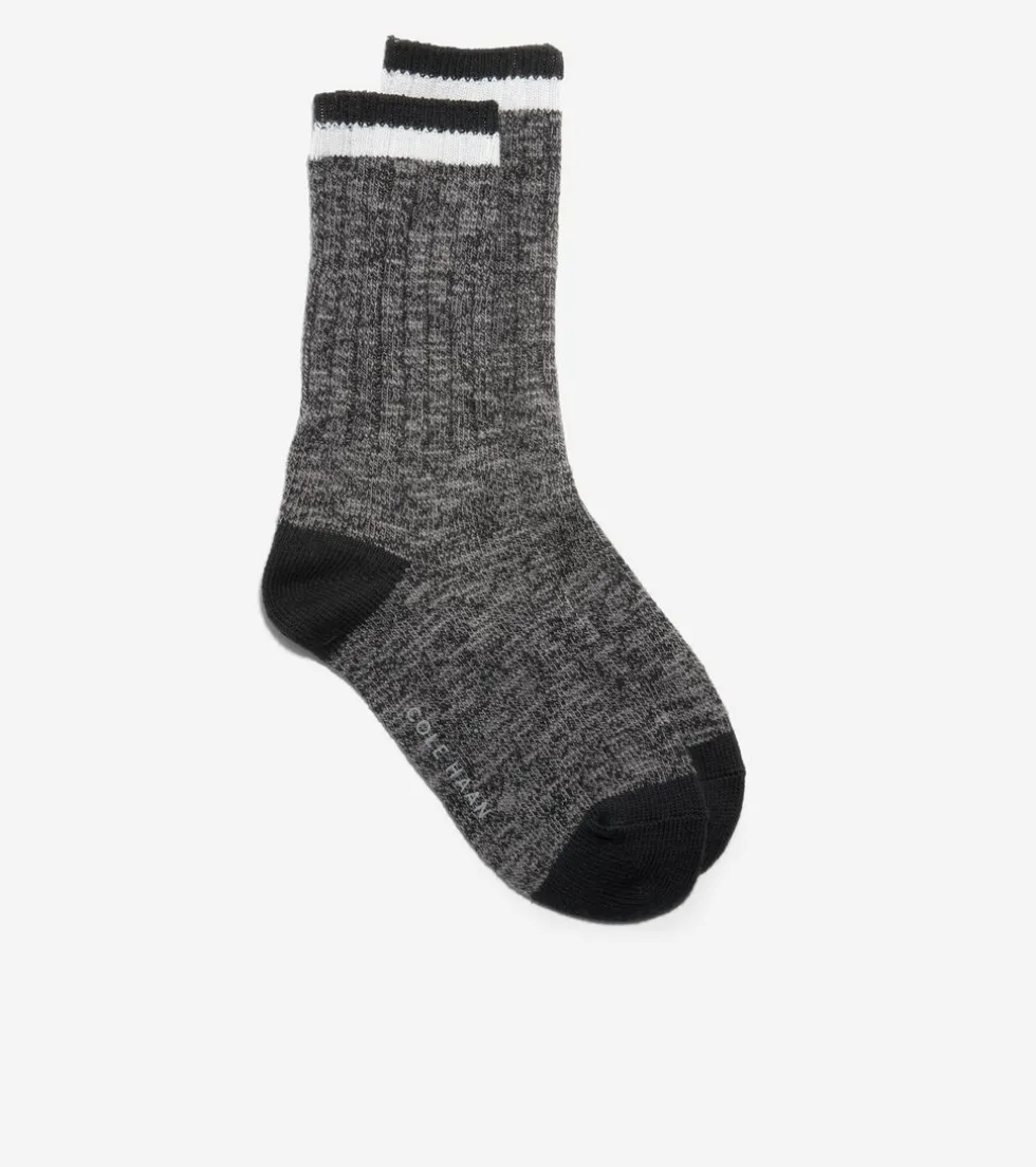 Cole Haan Socks*1 Pack Marled Foldover Casual Crew Socks Black