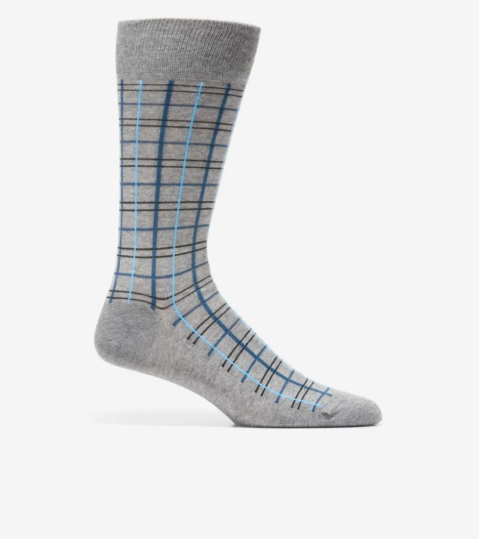 Cole Haan Socks*1 Pack Men's Plaid Dress Crew Socks MediumGreyHeather