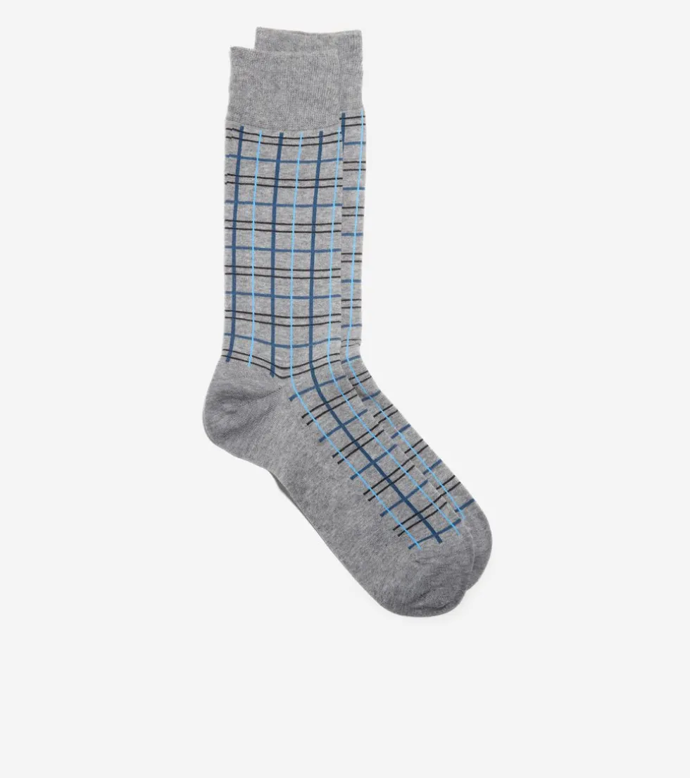 Cole Haan Socks*1 Pack Men's Plaid Dress Crew Socks MediumGreyHeather