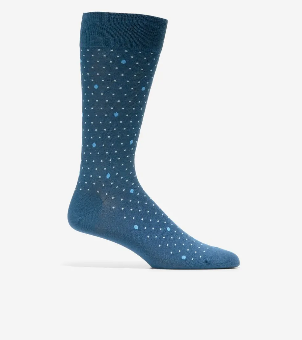 Cole Haan Socks*1 Pack Men's Polka Dot Dress Crew Socks Blue