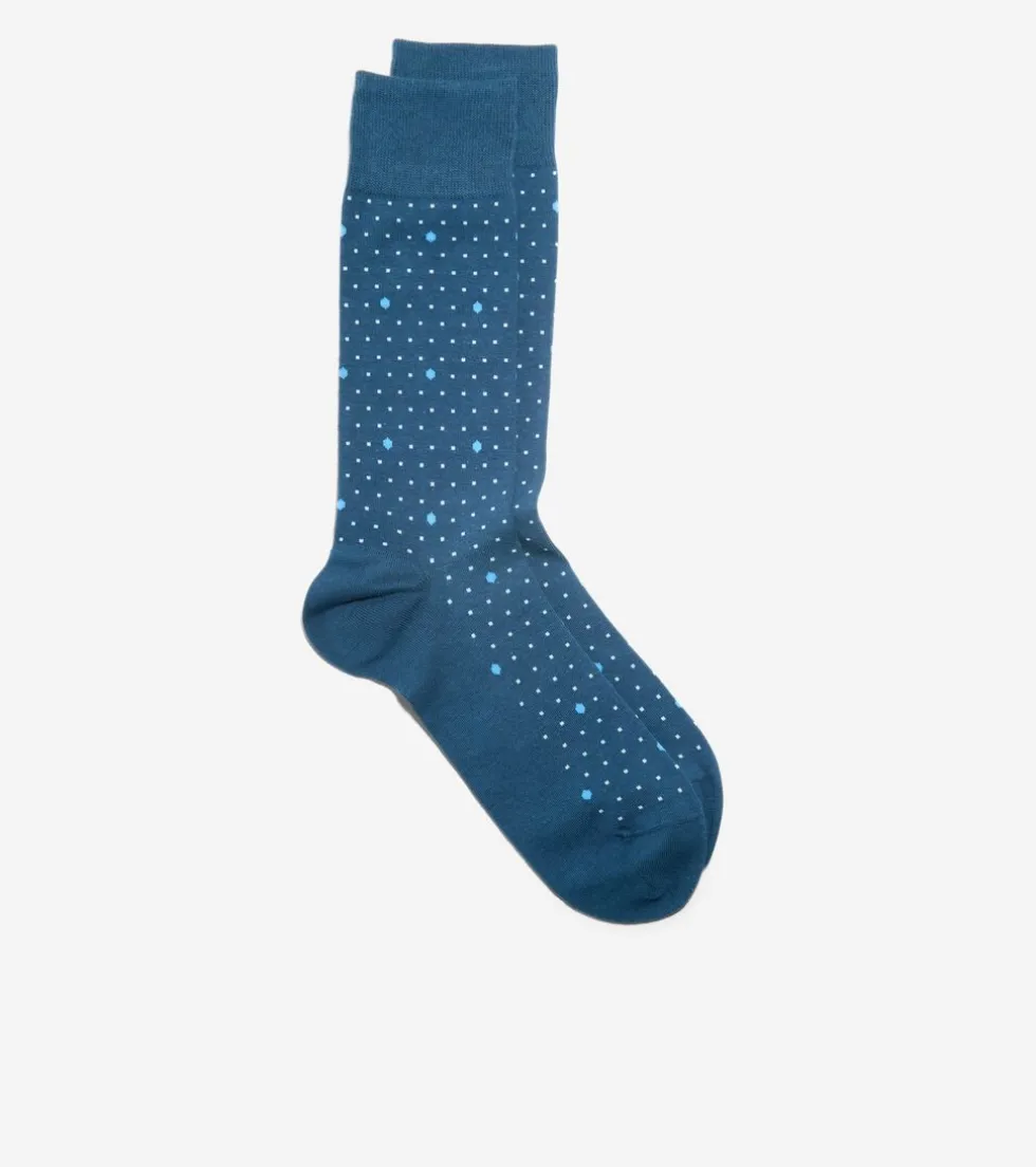 Cole Haan Socks*1 Pack Men's Polka Dot Dress Crew Socks Blue