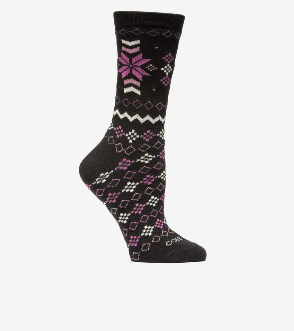 Cole Haan Socks*1 Pack New Fair Isle Dress Crew Socks Black