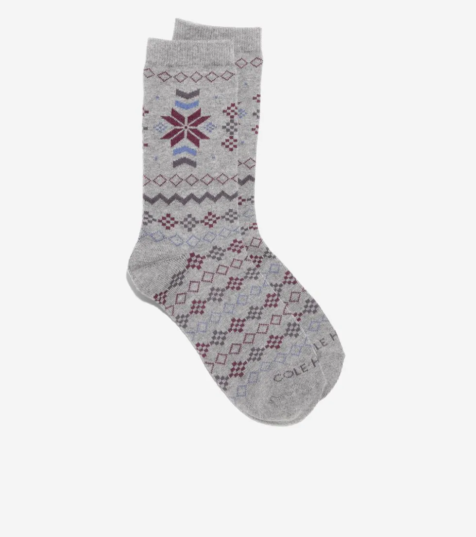 Cole Haan Socks*1 Pack New Fair Isle Dress Crew Socks MediumGreyHeather