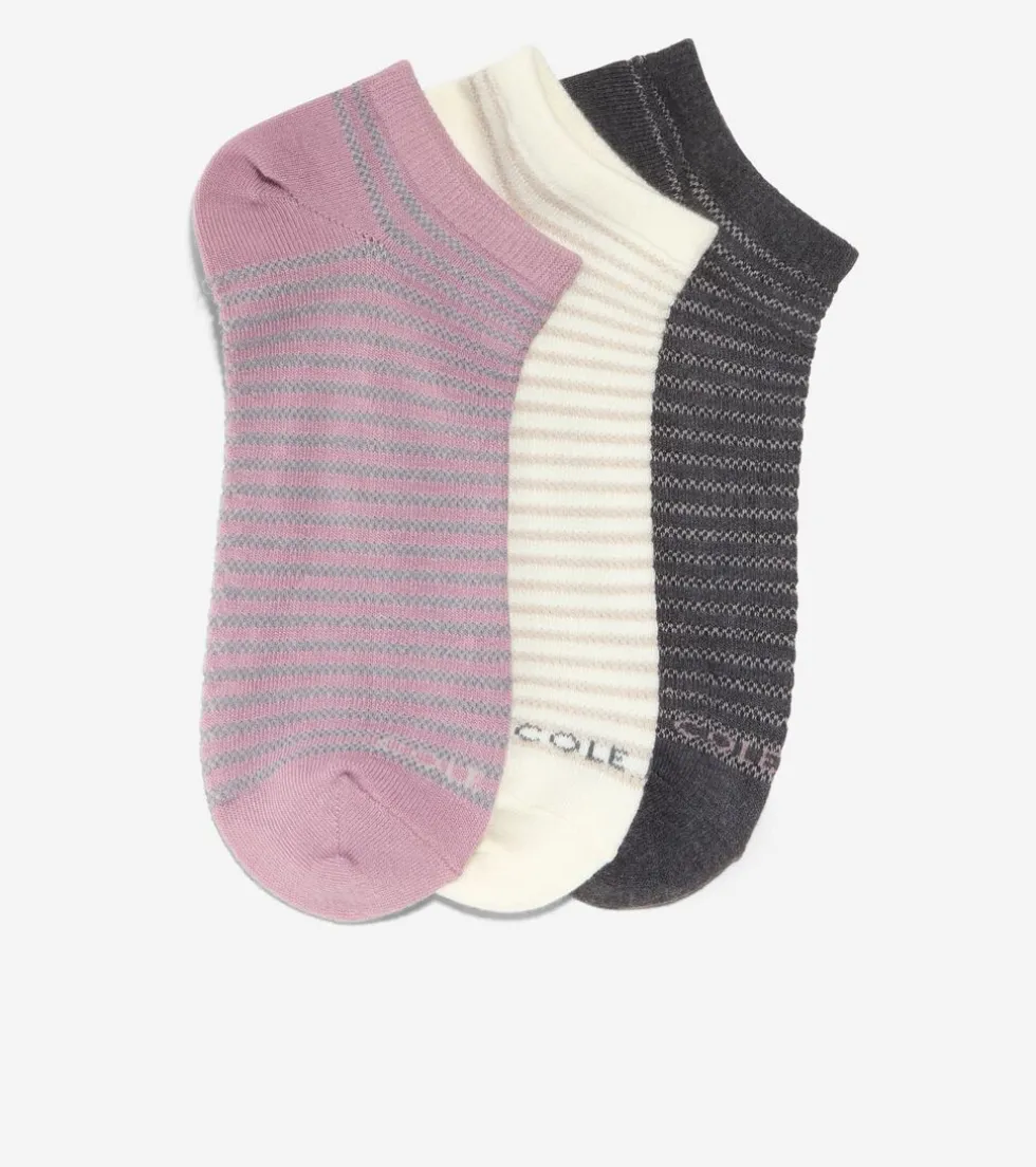 Cole Haan Socks*3 Pack Textured Stripe Supersoft Low Cut Socks MauveAssorted