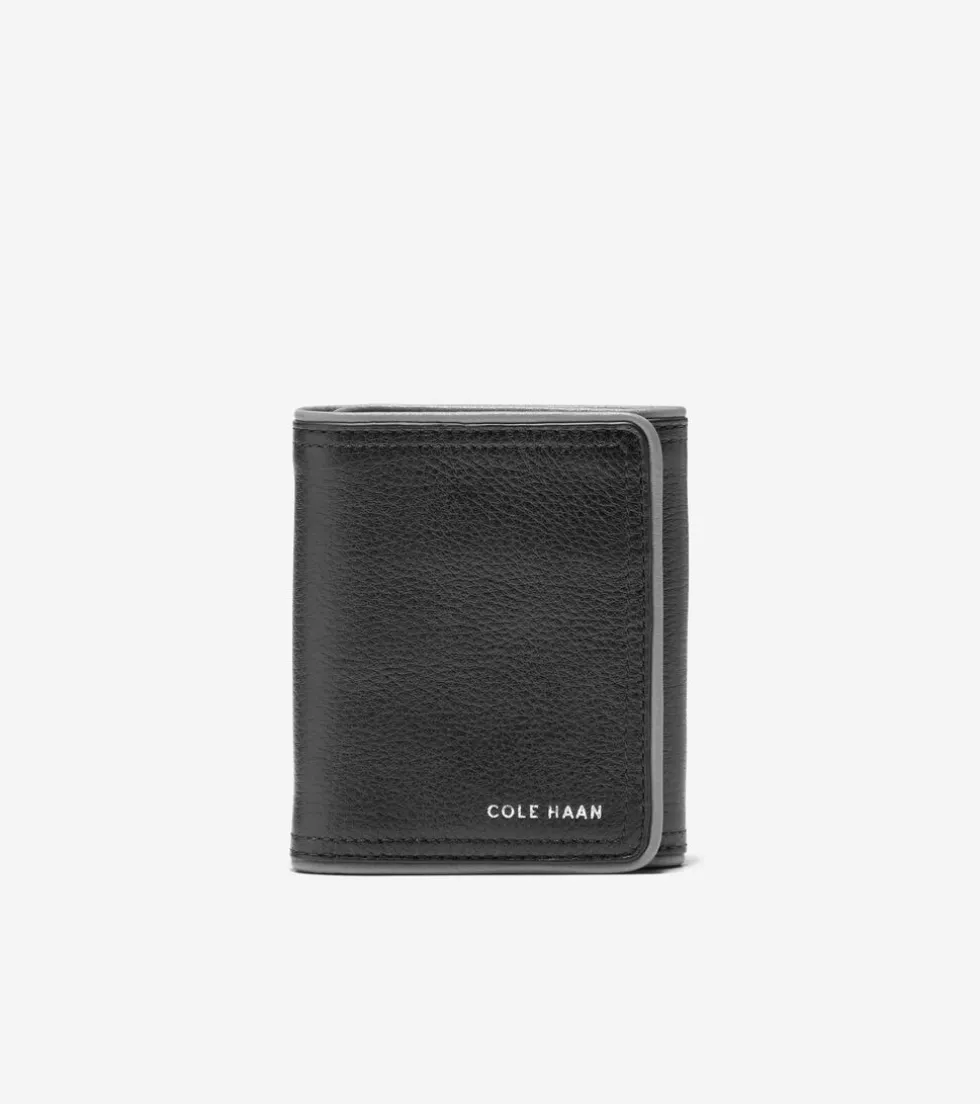 Cole Haan Wallets*Trifold Colored Edge Black-Grey