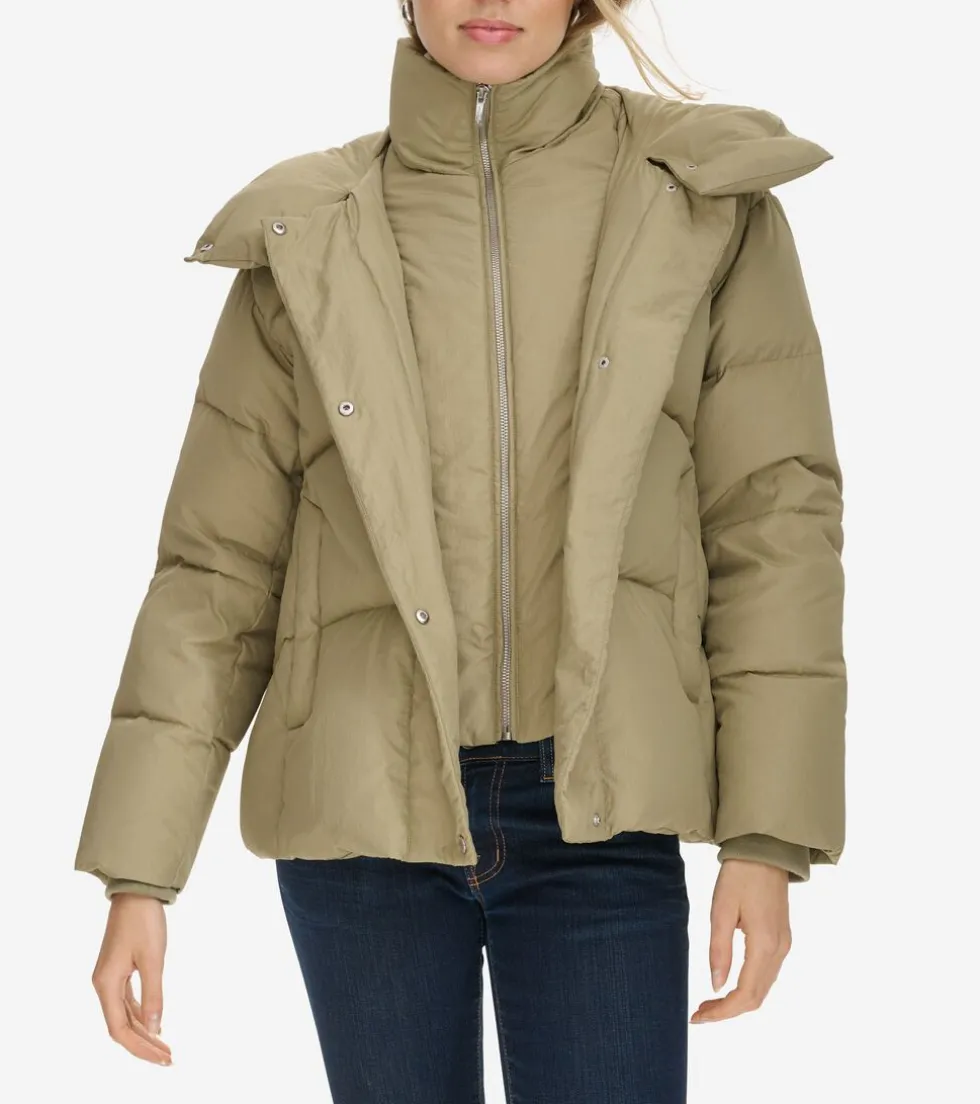 Cole Haan Puffer Jackets | Outerwear*Twill Down Jacket With High Low Hem Sage