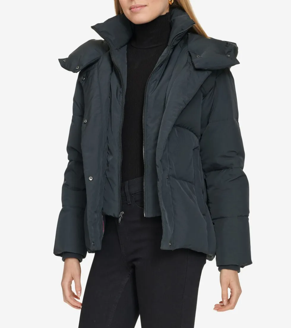 Cole Haan Puffer Jackets | Outerwear*Twill Down Jacket With High Low Hem Black