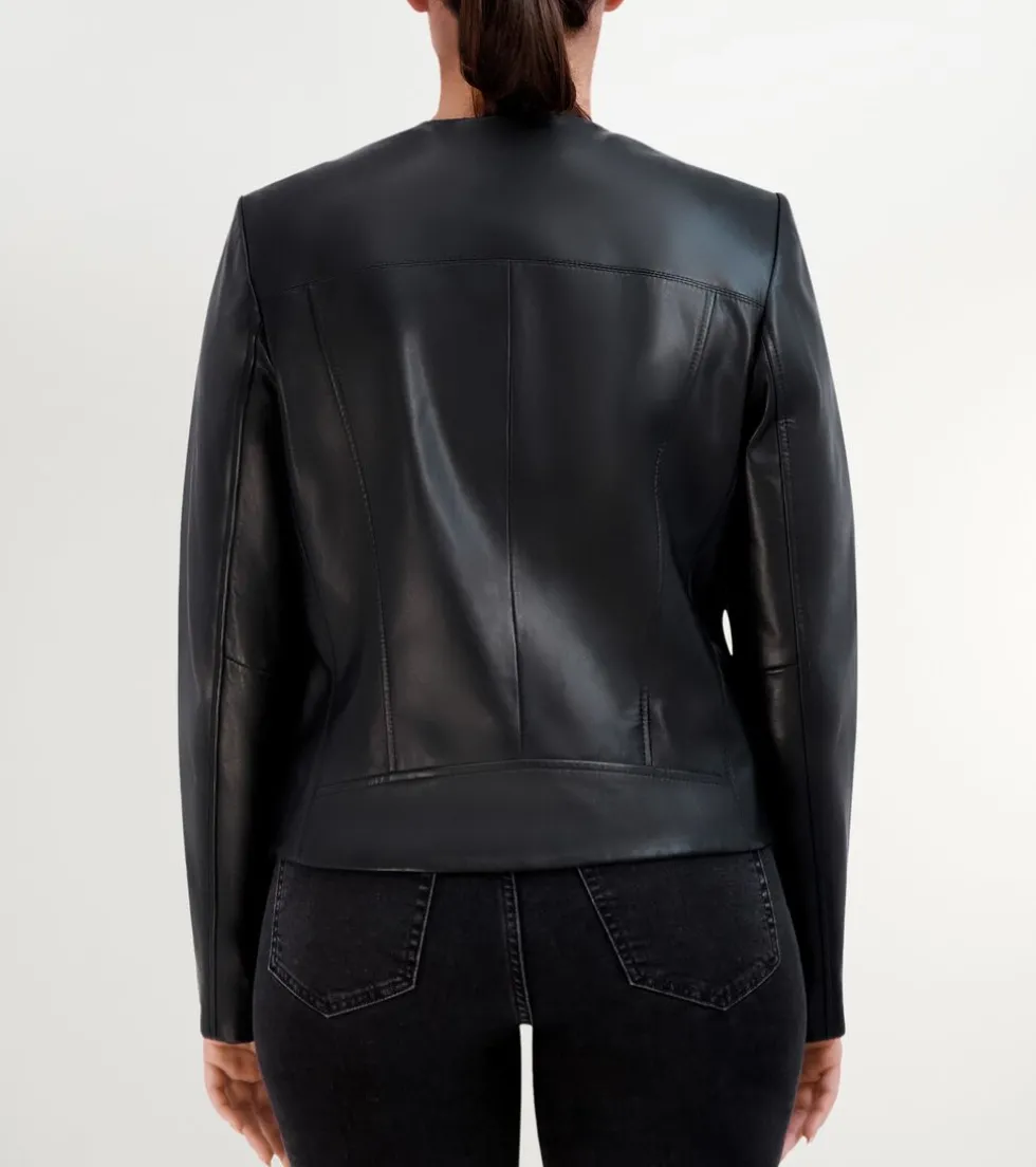 Cole Haan Outerwear | Leather & Suede Jackets*Women's Asymmetrical Leather Jacket Black