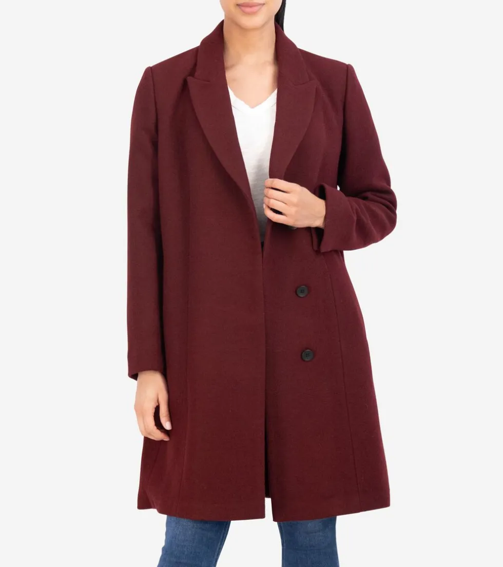 Cole Haan Wool Coats | Peacoats & Blazers*Women's Asymmetrical Peak Lapel Coat Bordeaux