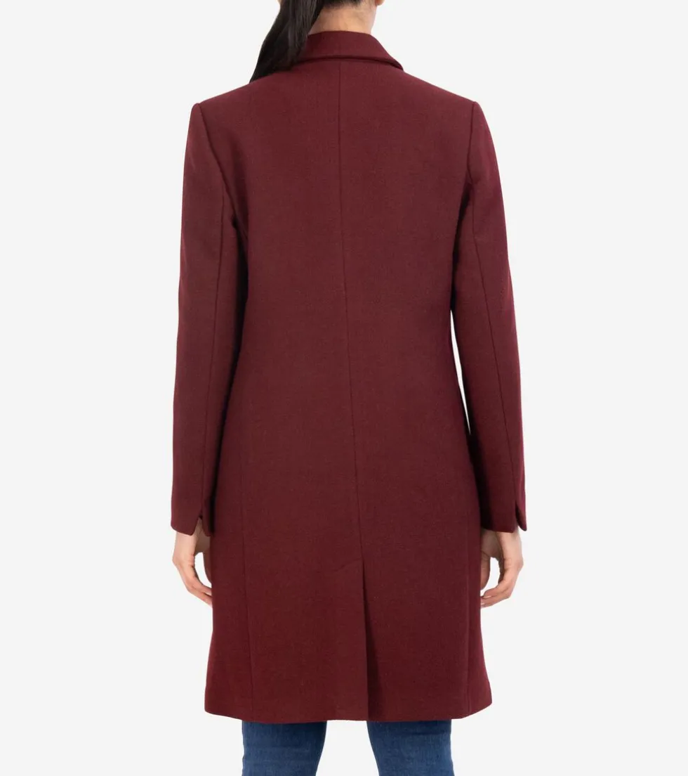 Cole Haan Wool Coats | Peacoats & Blazers*Women's Asymmetrical Peak Lapel Coat Bordeaux