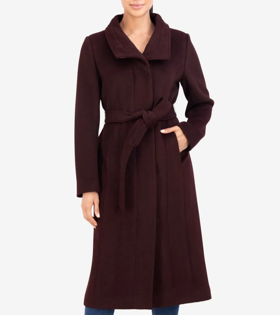 Cole Haan Wool Coats | Trench Coats*Women's Belted Long Coat Bordeaux