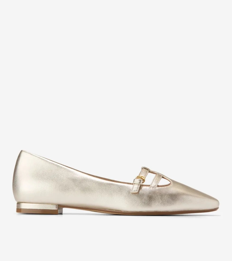 Cole Haan Dress Shoes | Flats & Ballets*Women's Brigid T-Strap Ballet Flats SoftGold