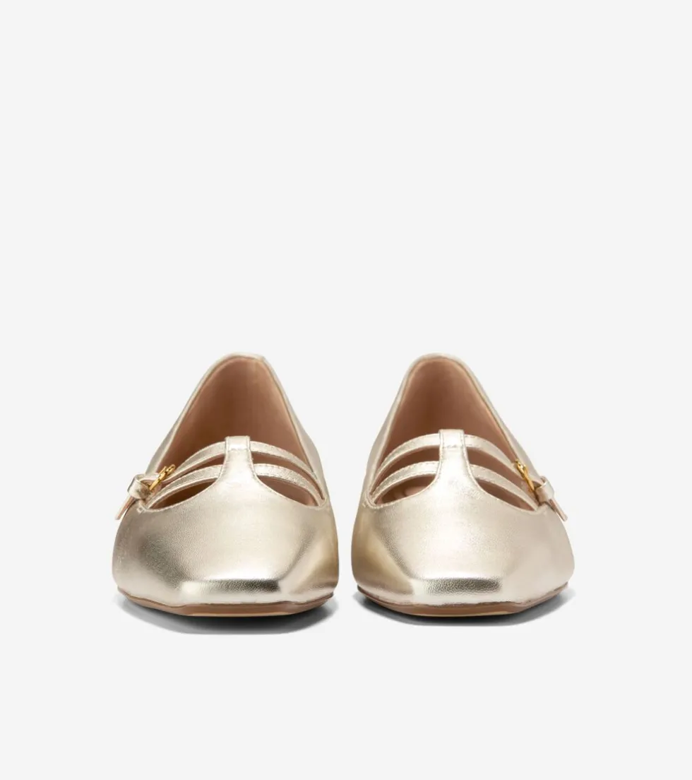 Cole Haan Dress Shoes | Flats & Ballets*Women's Brigid T-Strap Ballet Flats SoftGold