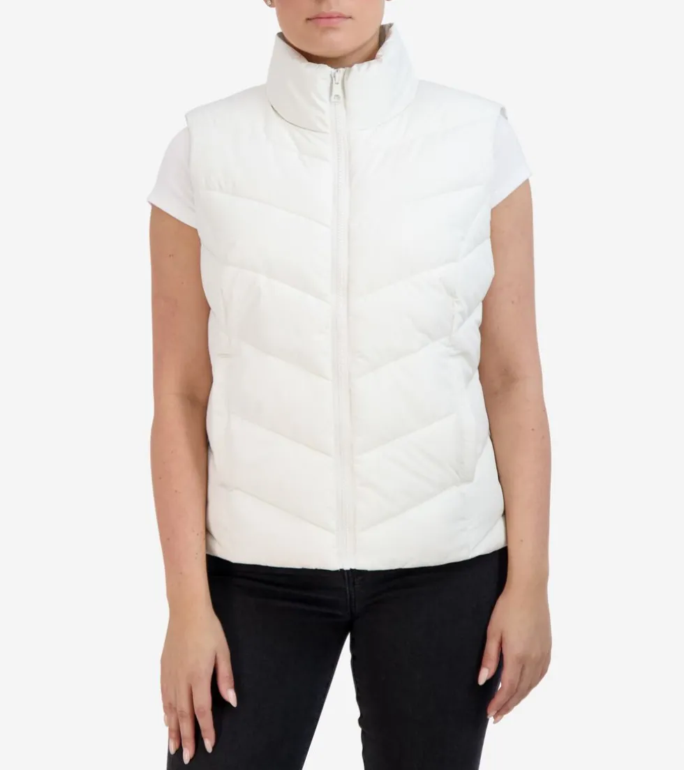 Cole Haan Vests | Outerwear*Women's Chevron Quilted Vest Ivory