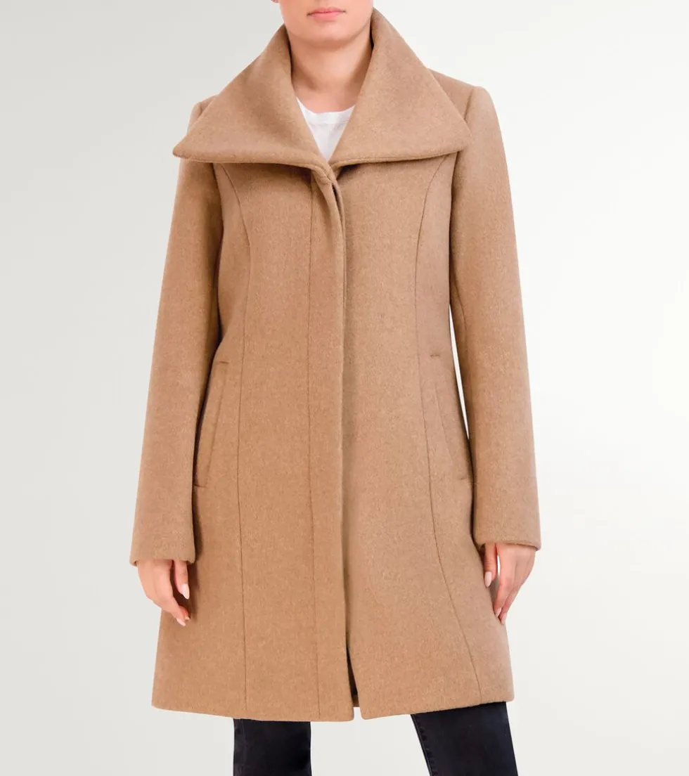 Cole Haan Wool Coats | Trench Coats*Women's Convertible Collar Button-Up Coat Camel