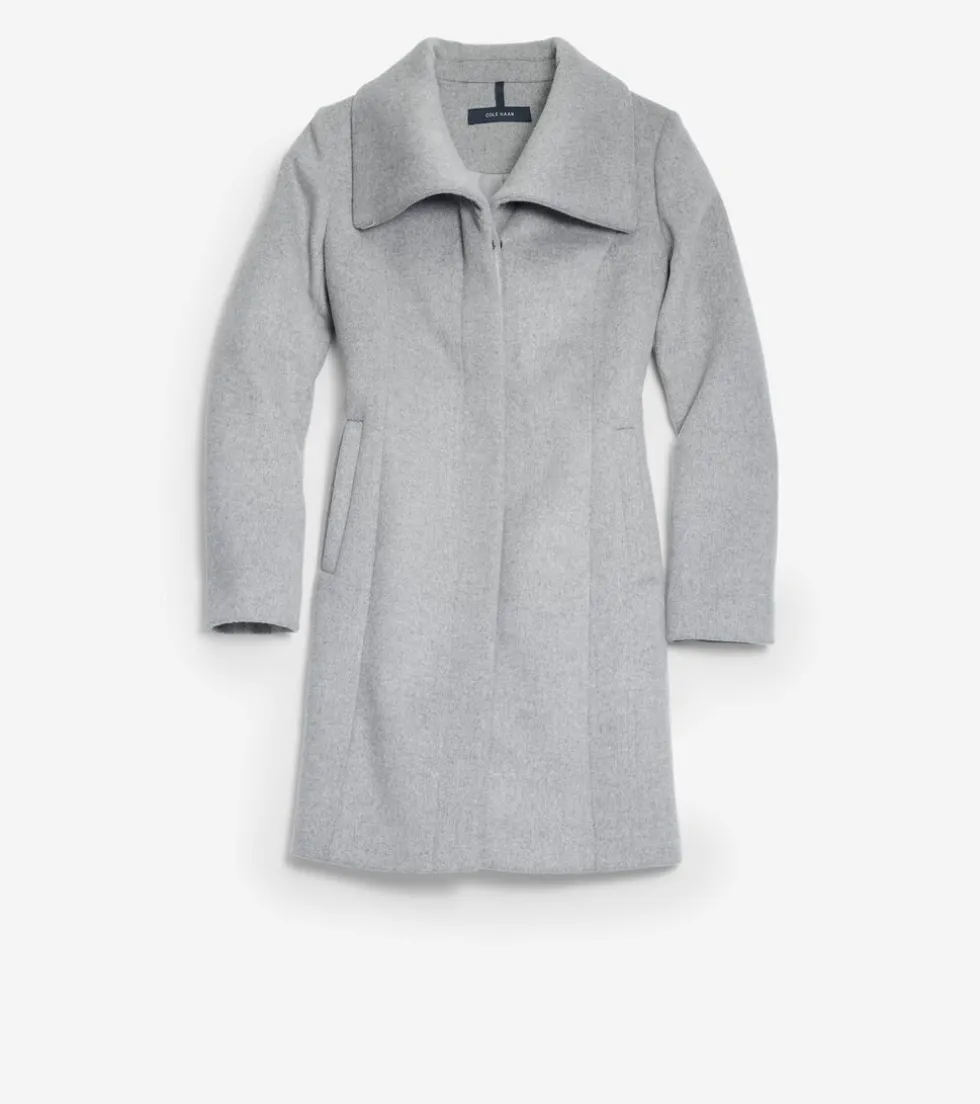 Cole Haan Wool Coats | Trench Coats*Women's Convertible Collar Button-Up Coat LightGrey