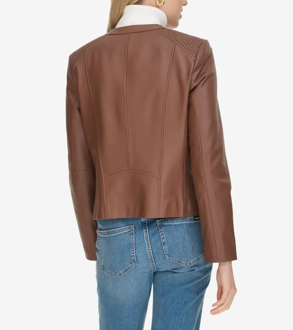 Cole Haan Leather & Suede Jackets | Outerwear*Women's Curved-Seam Leather Jacket Hickory