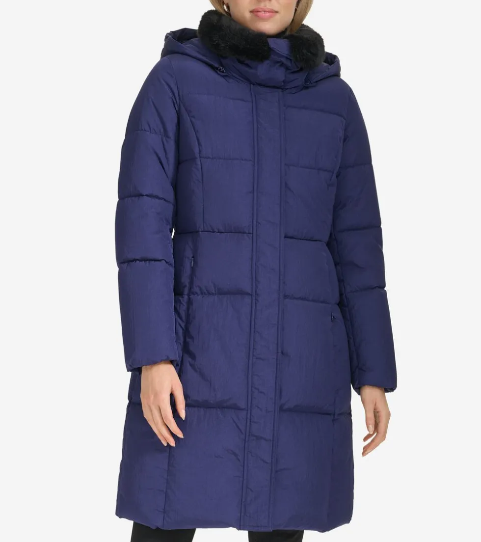 Cole Haan Puffer Jackets | Outerwear*Women's Faux-Fur Collar Puffer Coat Navy